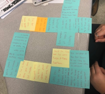 Space: This student created "Tetris Blocks" and organized her essay by connecting supporting ideas geometrically.